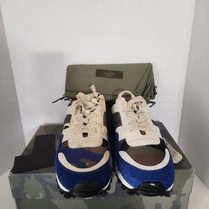 Valentino Garavani Rockrunner Camouflage Sneakers, Blue and Olive, Men's Size 10